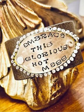 Embrace This Glorious Hot Mess Leather Statement Cuff - Brown